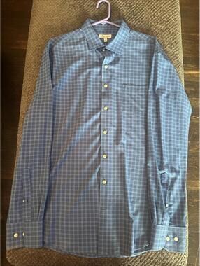 Peter Millar Summer Comfort Shirt Men’s  XL Blue Geary Plaid Button Down
